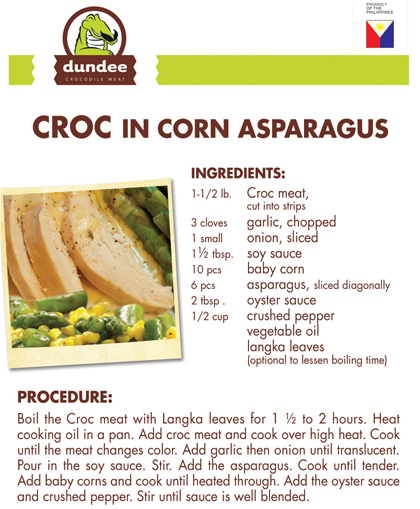 Croc in Corn Asparagus